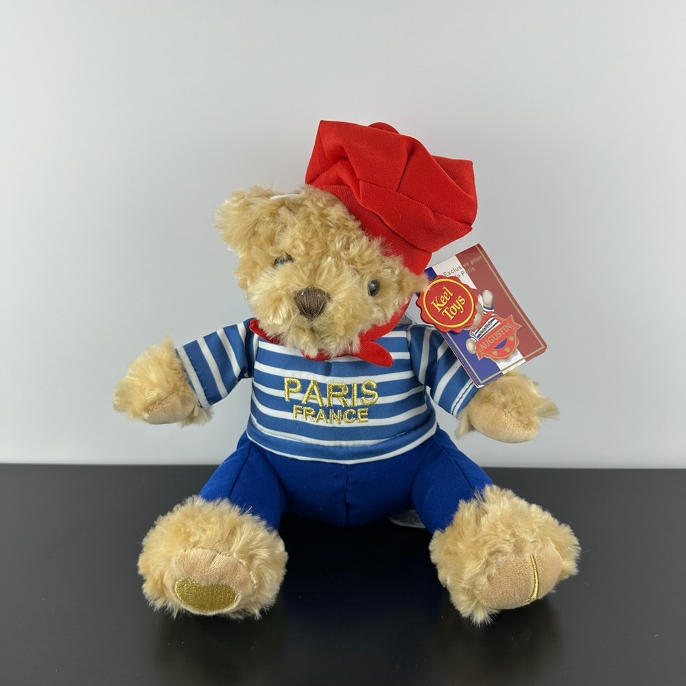 Keel Toys Paris Augustin French Teddy Bear 8” Beret & Sailor Shirt Plush NWT